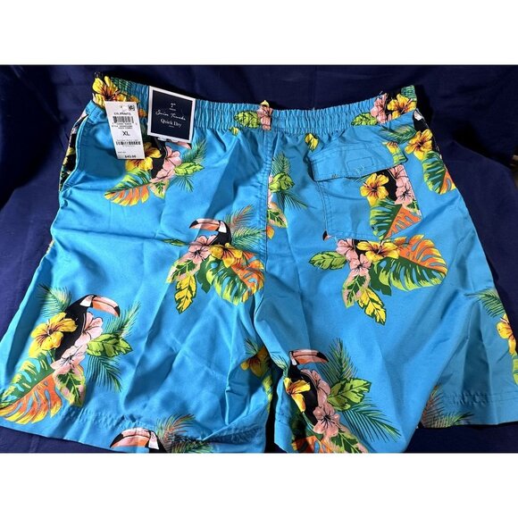 Club Room Quick Dry Swim Trunks w/ Pockets with Toucan and Flowers, Size S, NWT - Picture 2 of 2
